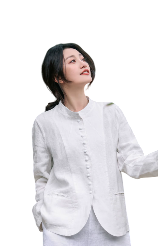 Pure Harmony, Linen Buttoned Jacket & Trousers Set
