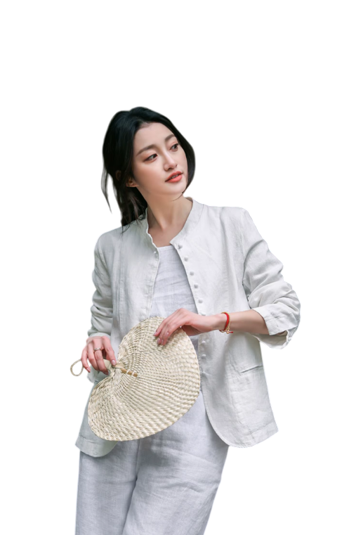 Pure Harmony, Linen Buttoned Jacket & Trousers Set