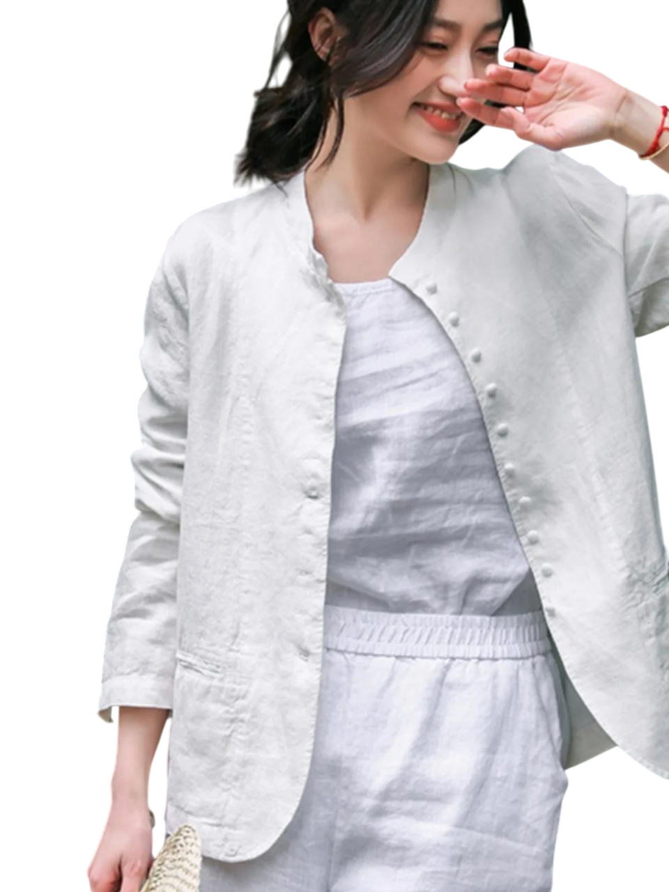 Pure Harmony, Linen Buttoned Jacket & Trousers Set