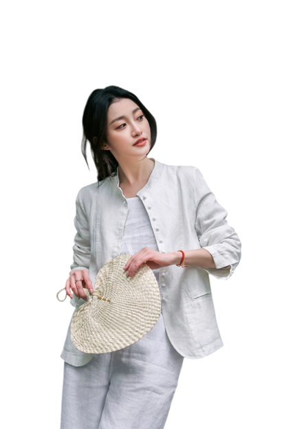 Pure Harmony, Linen Buttoned Jacket & Trousers Set