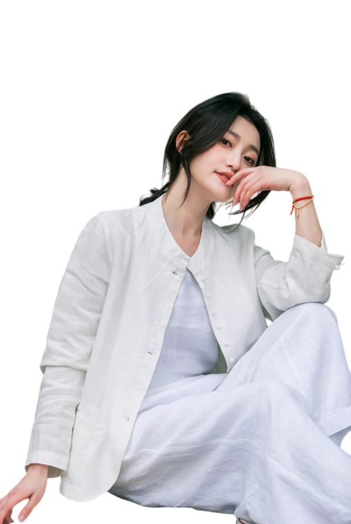 Pure Harmony, Linen Buttoned Jacket & Trousers Set