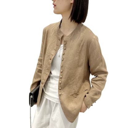 Pure Harmony, Linen Buttoned Jacket & Trousers Set