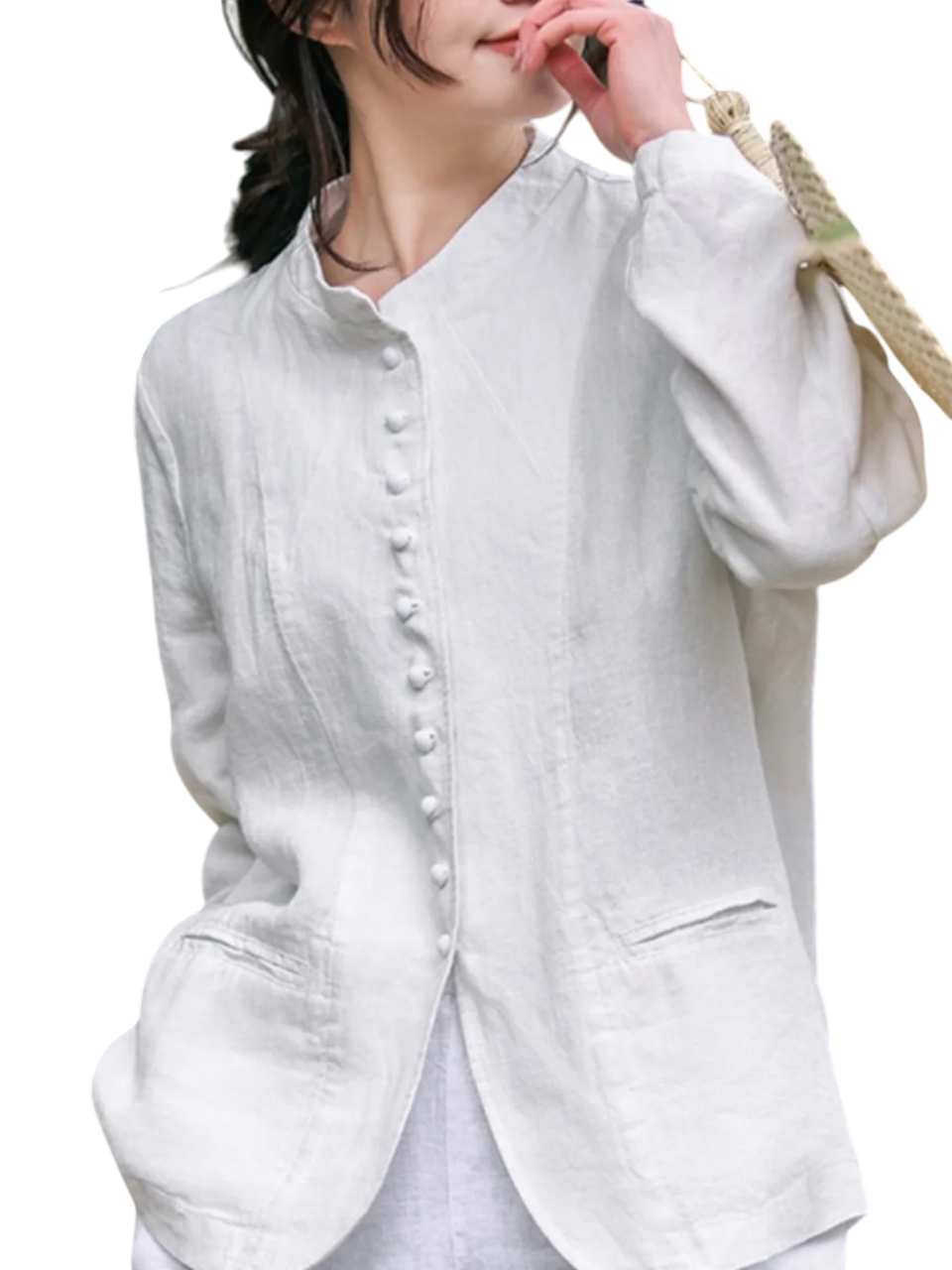 Pure Harmony, Linen Buttoned Jacket & Trousers Set