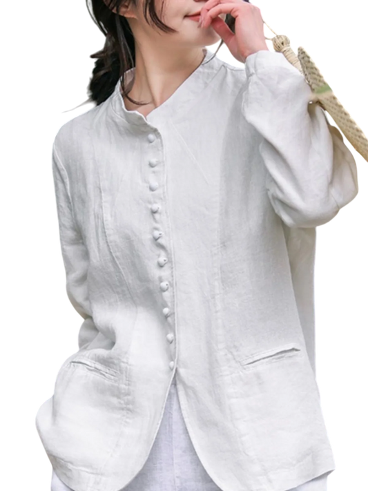 Pure Harmony, Linen Buttoned Jacket & Trousers Set
