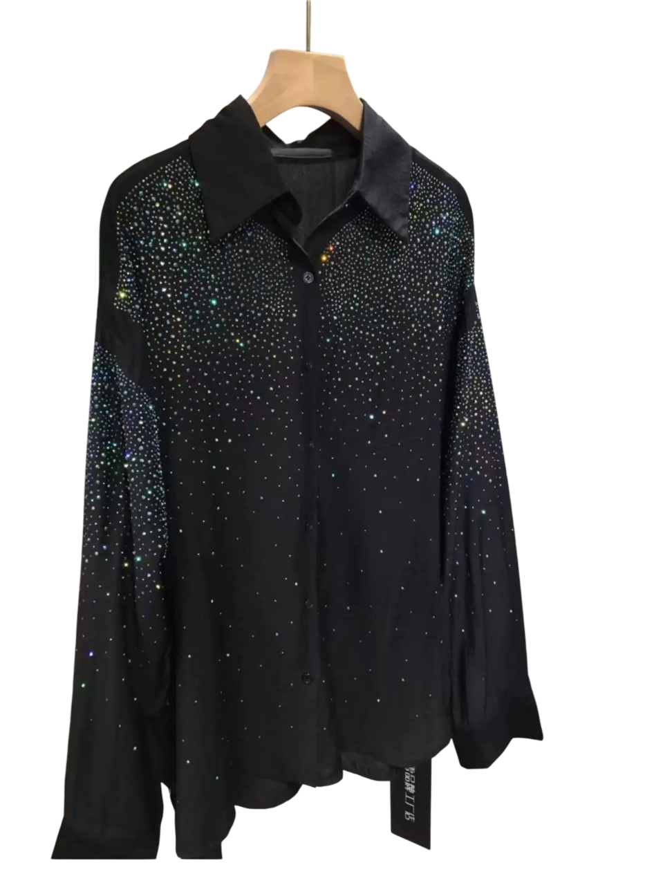 Starlight Elegance, Crystal Embellished Shirt
