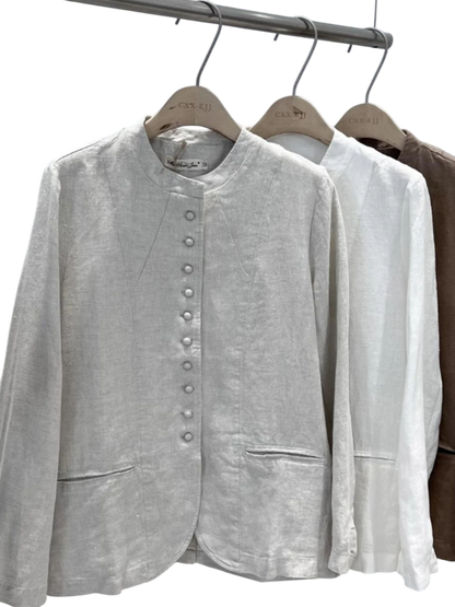 Pure Harmony, Linen Buttoned Jacket & Trousers Set